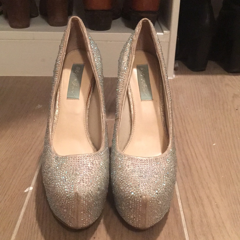 Blinged out Betsey Johnson platform heels